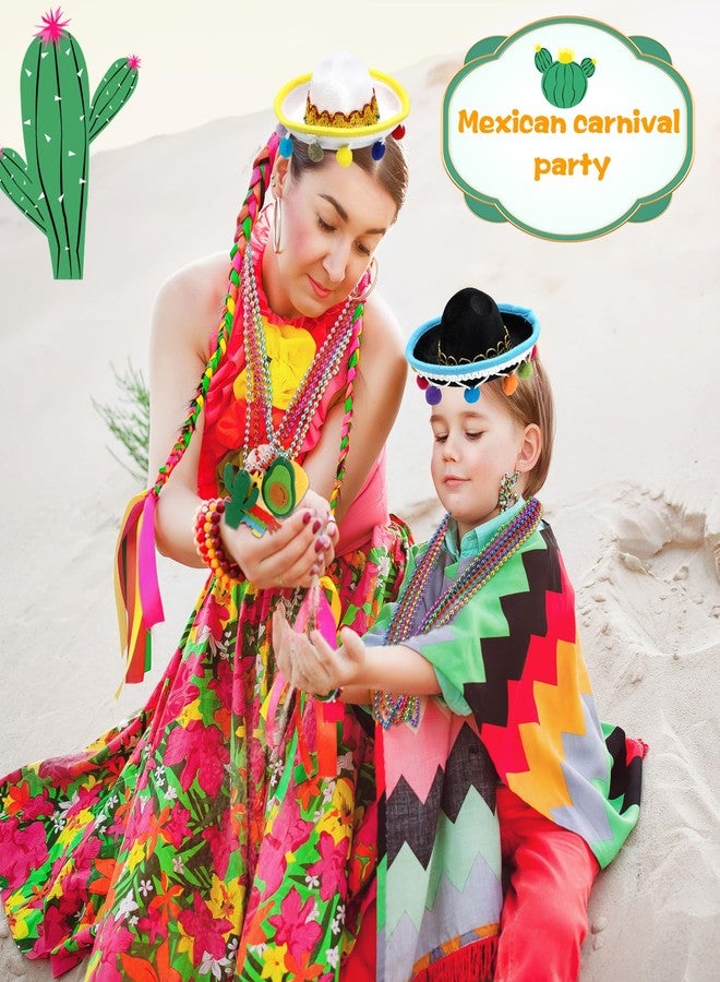 Sonarun 30 Pcs Cinco De Mayo Fiesta Party Favors Include 12 Mexican Sombreros Hats Headbands and 18 Cinco De Mayo Fiesta Necklaces for Mexican Cinco de Mayo Party Decorations Luau Fiesta Party Photo Props - Image 4